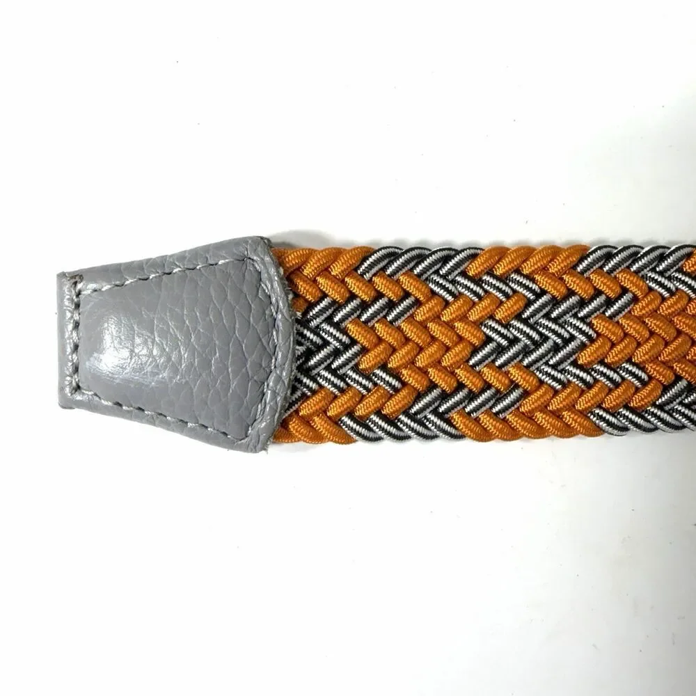 Orvis Voyager Belt Mens Size 38 Orange Gray Woven Stretch Braided USA